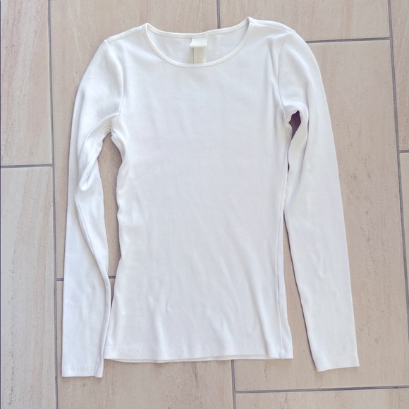 H&M white ribbed long sleeve top size XS - Picture 1 of 4